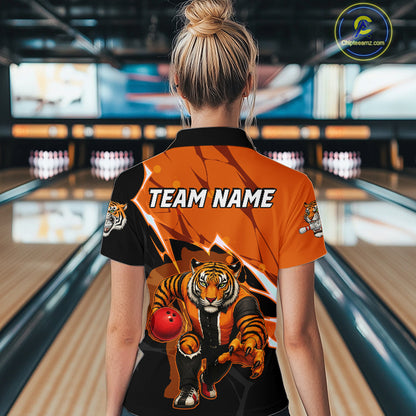 Custom Tiger Bowling Jersey for Women Bowling Uniform Polo & 1/4 Zip Bowling Team Shirts HNT147