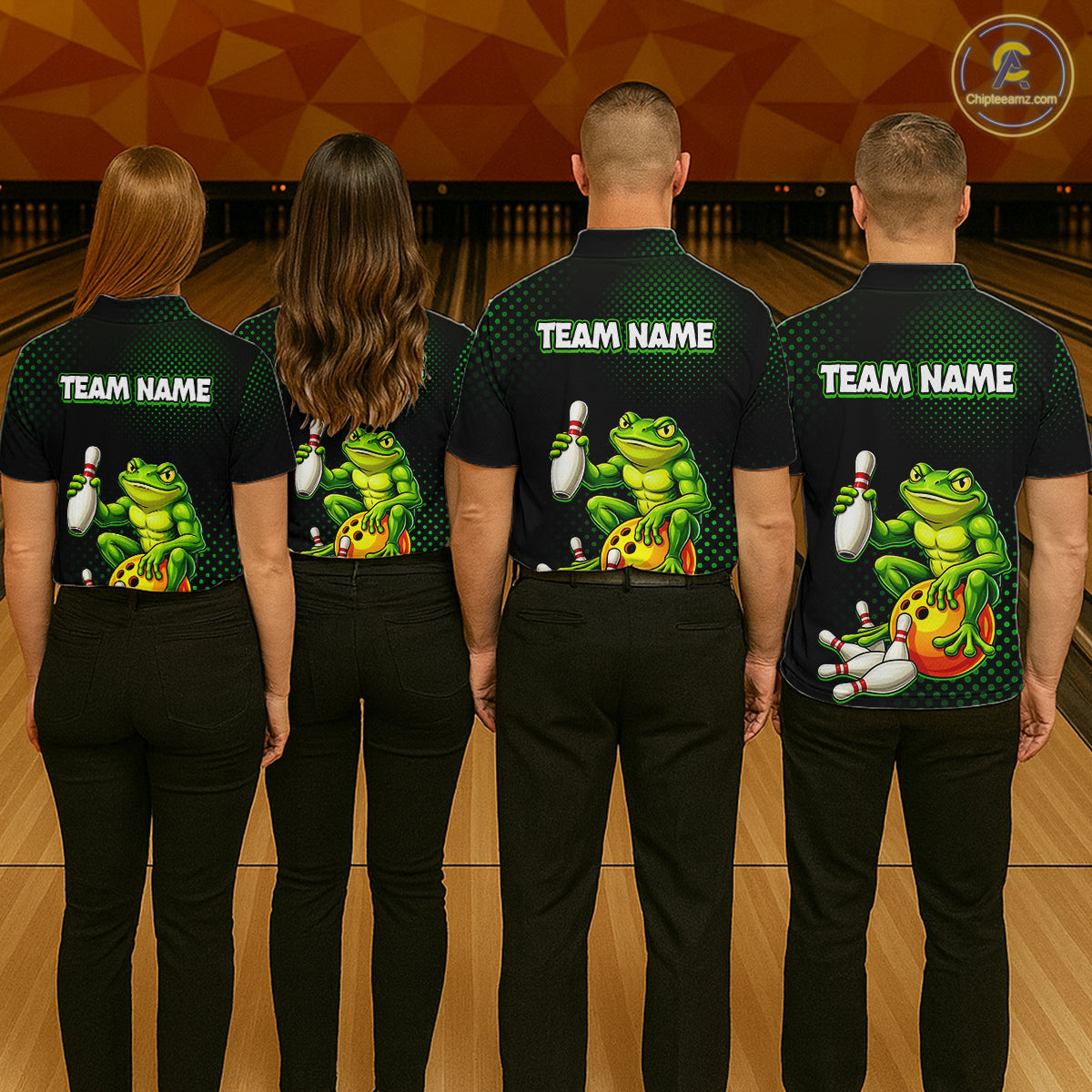 Custom Funny Frog Bowling Jersey for Men Bowling Team Shirts Bowling League Polo & 1/4 Zip HNT246