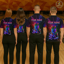 Load image into Gallery viewer, Custom Funny Cat Neon Colorful Bowling Jersey for Men Bowling Uniform Bowling Team Shirts HNT281