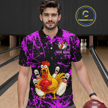 Load image into Gallery viewer, Custom Purple Funny Chicken Bowling Jersey for Men Bowling Uniform Bowling Team Shirts HNT282