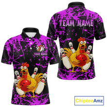 Load image into Gallery viewer, Custom Purple Funny Chicken Bowling Jersey for Men Bowling Uniform Bowling Team Shirts HNT282