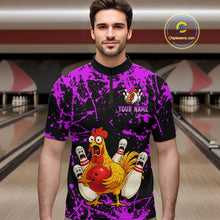 Load image into Gallery viewer, Custom Purple Funny Chicken Bowling Jersey for Men Bowling Uniform Bowling Team Shirts HNT282