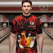 Load image into Gallery viewer, Custom Red Funny Chicken Bowling Jersey for Men Bowling Uniform Bowling Team Shirts HNT282