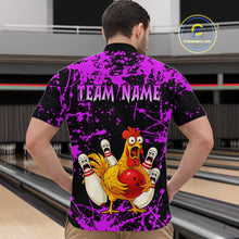 Load image into Gallery viewer, Custom Purple Funny Chicken Bowling Jersey for Men Bowling Uniform Bowling Team Shirts HNT282