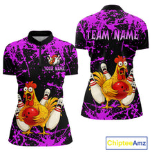 Load image into Gallery viewer, Custom Purple Funny Chicken Bowling Jersey for Women Bowling Uniform Bowling Team Shirts HNT282