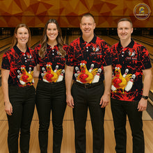 Load image into Gallery viewer, Custom Red Funny Chicken Bowling Jersey for Men Bowling Uniform Bowling Team Shirts HNT282