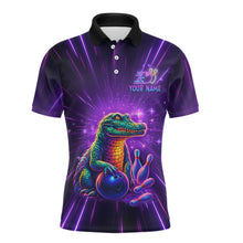 Load image into Gallery viewer, Custom Funny Crocodile Neon Bowling Shirt Alligator Bowling Jersey for Men Polo &amp; 1/4 Zip HNT208