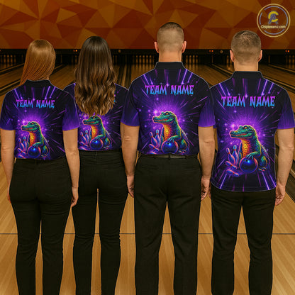 Custom Funny Crocodile Neon Bowling Shirt Alligator Bowling Jersey for Men Polo & 1/4 Zip HNT208