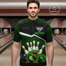 Load image into Gallery viewer, Custom Funny Crocodile Bowling Shirt Alligator Bowling Jersey for Men Polo &amp; 1/4 Zip HNT207