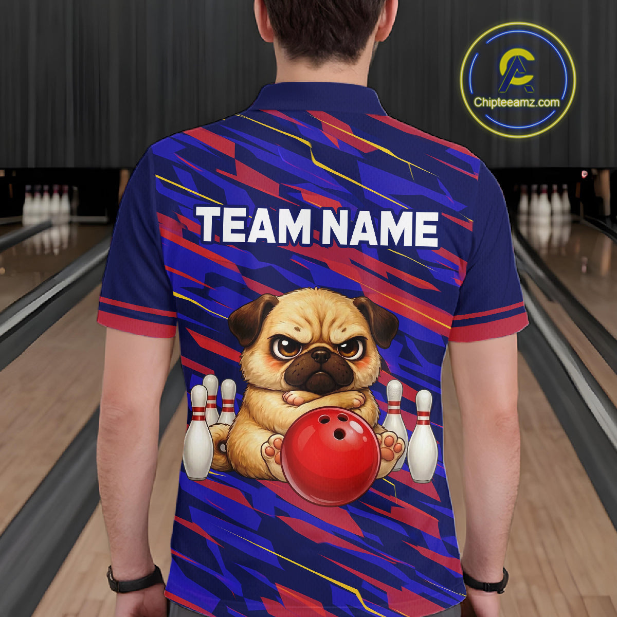 Custom Funny Dog Bowling Jersey for Men Bowling Uniform Polo &1/4 Zip Bowling Team Shirts HNT249