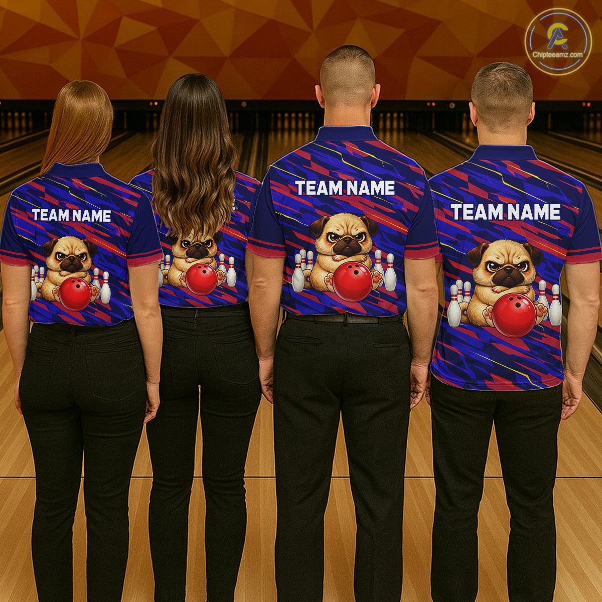 Custom Funny Dog Bowling Jersey for Women Bowling Uniform Polo &1/4 Zip Bowling Team Shirts HNT249