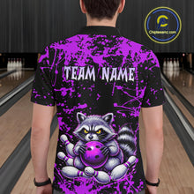 Load image into Gallery viewer, Custom Purple Raccoon Bowling Jersey for Men Bowling Uniform Polo &amp; 1/4 Zip Bowling Team Shirts HNT224