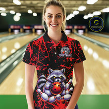 Load image into Gallery viewer, Custom Red Raccoon Bowling Jersey for Women Bowling Uniform Polo &amp; 1/4 Zip Bowling Team Shirts HNT224