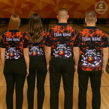 Load image into Gallery viewer, Custom Orange Raccoon Bowling Jersey for Women Bowling Uniform Polo &amp; 1/4 Zip Bowling Team Shirts HNT224