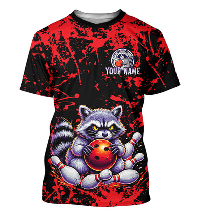 Custom Red Raccoon Bowling Jersey for Men Women Bowling Uniform Bowling Team Shirts HNT224
