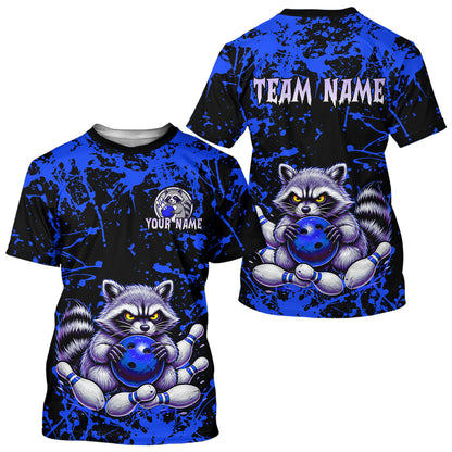 Custom Blue Raccoon Bowling Jersey for Men Women Bowling Uniform Bowling Team Shirts HNT224