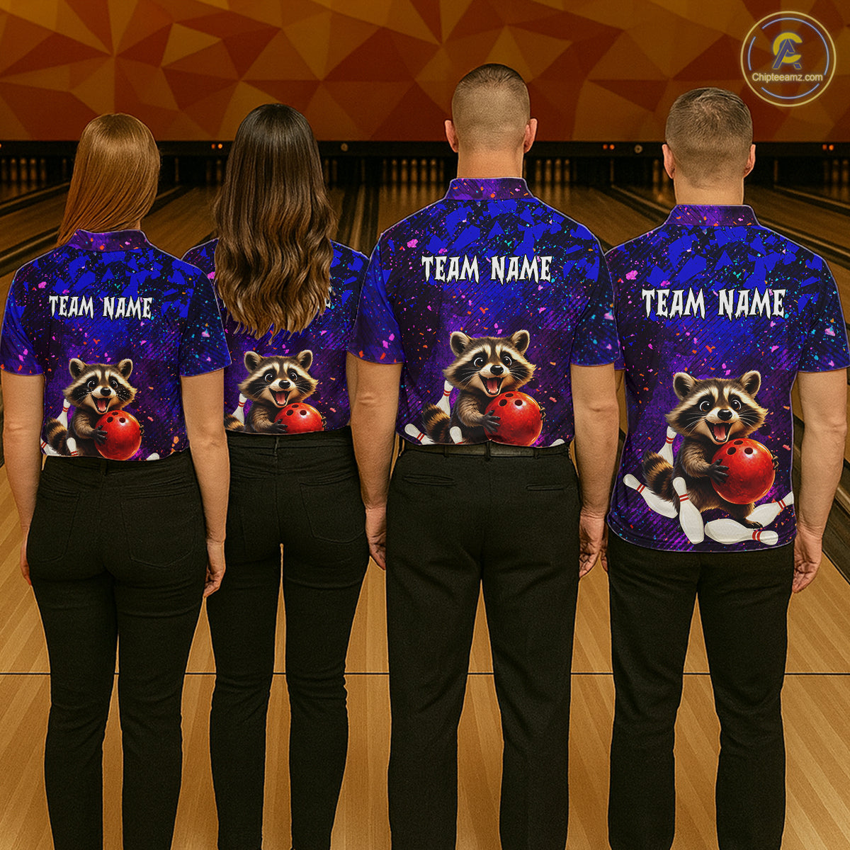 Custom Funny Raccoon Bowling Jersey for Men Bowling Uniform Polo & 1/4 Zip Bowling Team Shirts HNT229