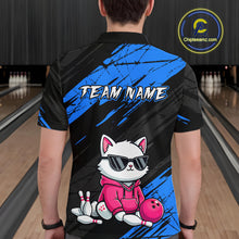 Load image into Gallery viewer, Custom Funny Blue Cat Bowling Jersey for Men Bowling Team Shirts Bowling Polo &amp; 1/4 Zip HNT257