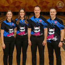 Load image into Gallery viewer, Custom Funny Blue Cat Bowling Jersey for Men Bowling Team Shirts Bowling Polo &amp; 1/4 Zip HNT257
