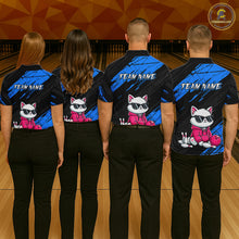 Load image into Gallery viewer, Custom Funny Blue Cat Bowling Jersey for Men Bowling Team Shirts Bowling Polo &amp; 1/4 Zip HNT257