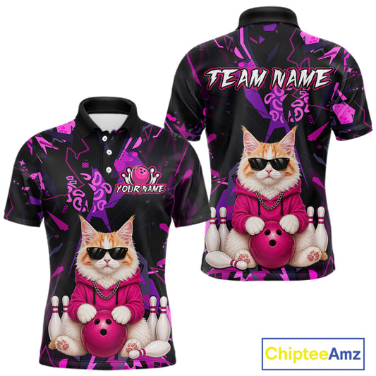 Custom Funny Maine Coon Cat Bowling Jersey for Men Bowling League Bowling Team Shirts HN292