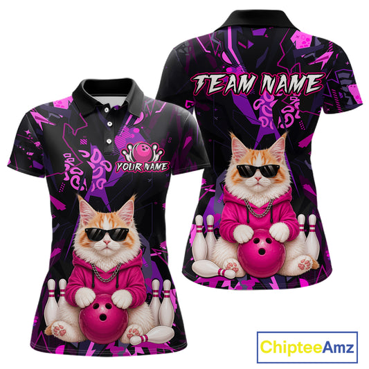 Custom Funny Maine Coon Cat Bowling Jersey for Women Bowling League Bowling Team Shirts HN292