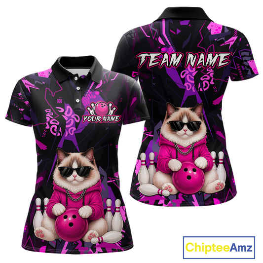 Custom Funny Ragdoll Cat Bowling Jersey for Women Bowling League Bowling Team Shirts HN288