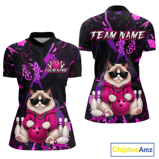Custom Funny Ragdoll Cat Bowling Jersey for Women Bowling League Bowling Team Shirts HN288