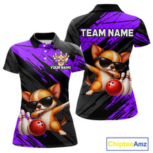 Load image into Gallery viewer, Custom Chihuahua Dog Purple Bowling Jersey for Women Bowling Uniform Bowling Team Shirts HNT262