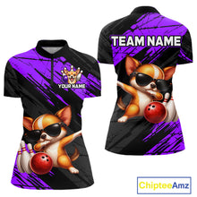 Load image into Gallery viewer, Custom Chihuahua Dog Purple Bowling Jersey for Women Bowling Uniform Bowling Team Shirts HNT262
