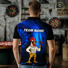 Load image into Gallery viewer, Custom Blue Funny Chicken Darts Shirt for Men Darts Team Jerseys Polo &amp; 1/4 Zip Dart League NNT131