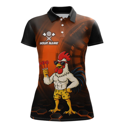 Custom Orange Funny Chicken Darts Shirt for Women Darts Team Jerseys Polo & 1/4 Zip Dart League NNT131