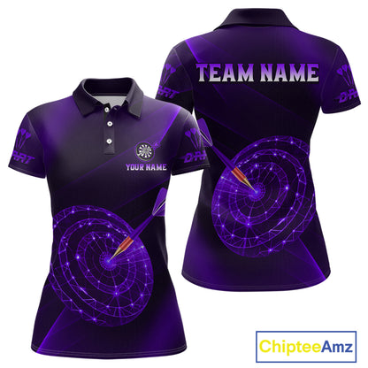 Custom Neon Purple Cyber Dartboard Darts Shirt for Women Darts Team Jerseys Polo & 1/4 Zip NNT132