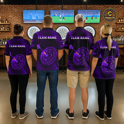 Custom Neon Purple Cyber Dartboard Darts Shirt for Men Darts Team Jerseys Polo & 1/4 Zip NNT132