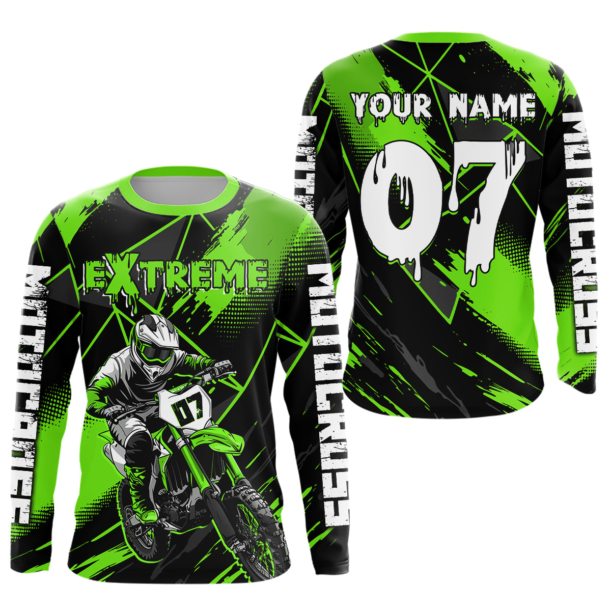 Custom Green MX Racing Extreme Shirts Kid Men Women Youth Motocross Shirts UPF30+ DNT35