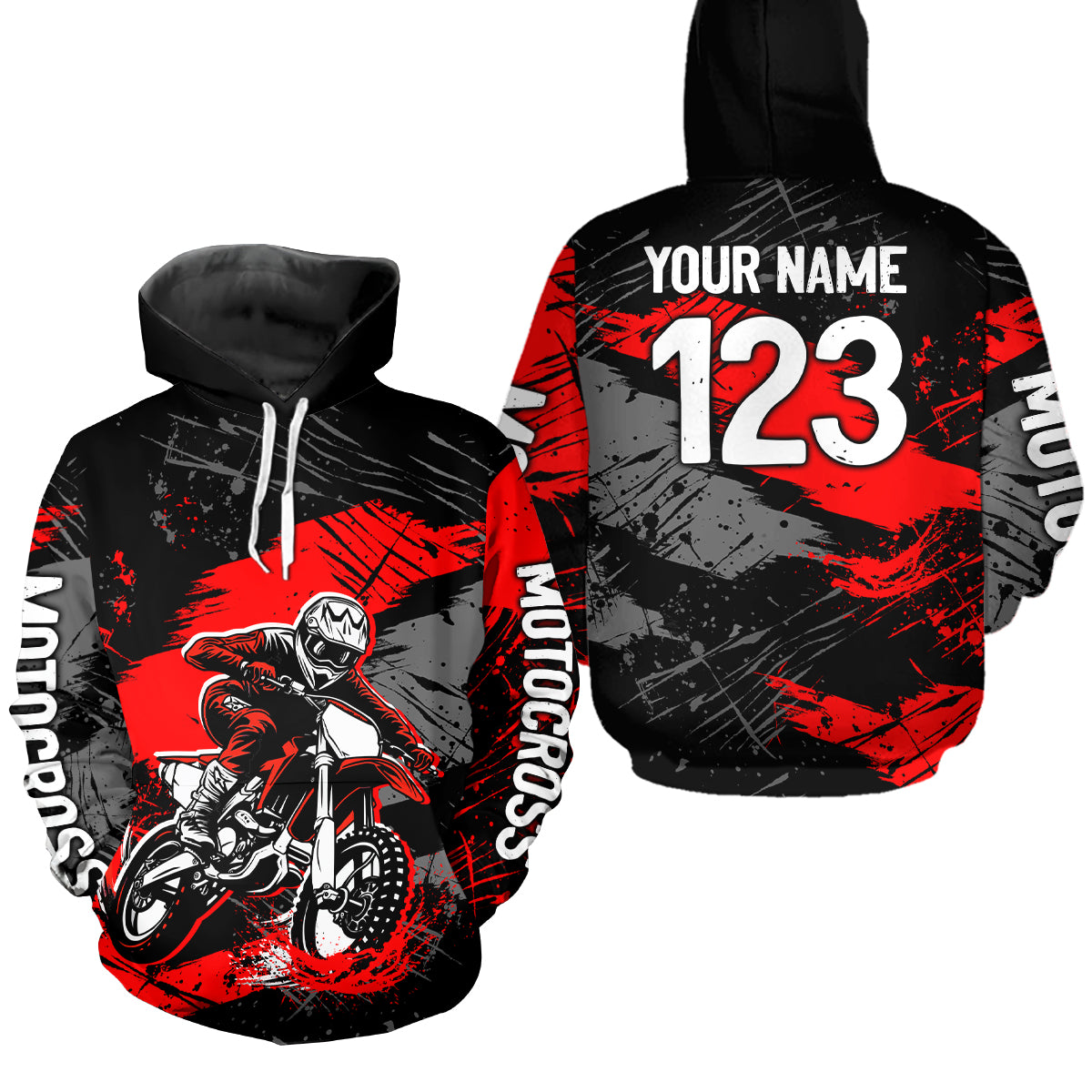 Custom Red Dirt Bike Hoodie Motocross Sweatshirts for Kid Men Women Motorcycle Hoodie HOT39