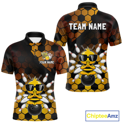 Custom Funny Bee Bowling Jersey for Men Bowling Team Shirts Bowling Polo & 1/4 Zip HNT267