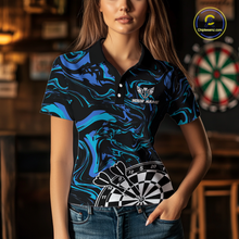Load image into Gallery viewer, Turquoise-Blue Pattern Aim Shoot Swear Repeat Darts Team Jerseys Dart Shirts For Women NNT168