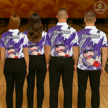 Load image into Gallery viewer, Custom Funny Hippo Bowling Team Shirts Bowling Shirt for Women Bowling League Polo &amp;1/4 Zip HNT348