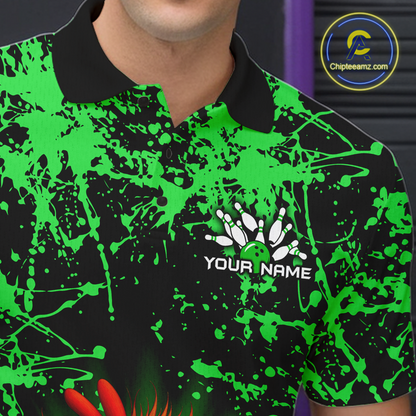 Green Funny Chicken Bowling Jersey for Men Bowling League Bowling Team Shirts Polo & 1/4 Zip HN232
