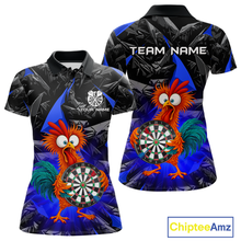 Load image into Gallery viewer, Custom Funny Blue Chicken Dart Shirts For Women Dart Board Gifts Darts Team Jerseys Dart League NNT152