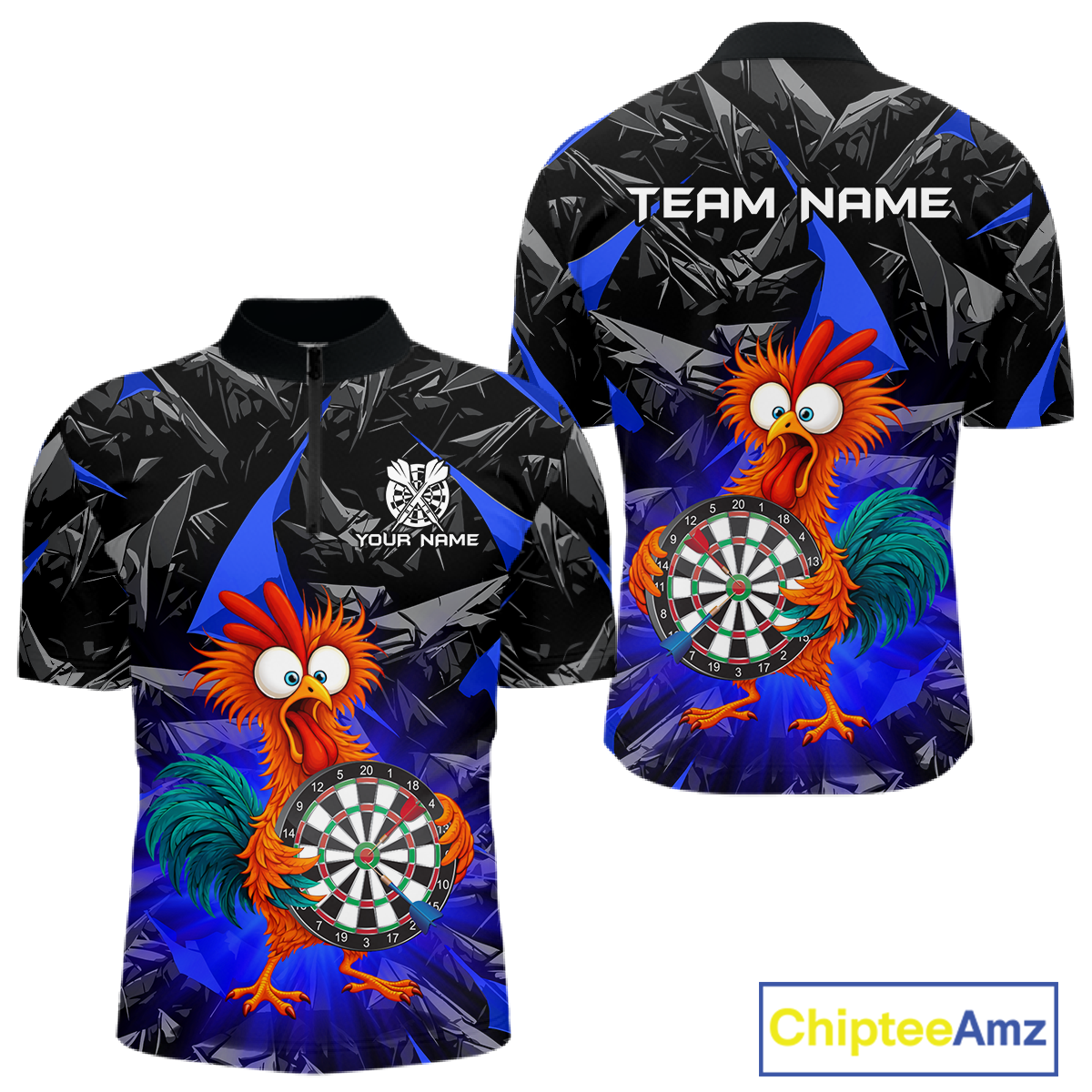 Custom Funny Blue Chicken Dart Shirts For Men Dart Board Gifts Darts Team Jerseys Dart League NNT152