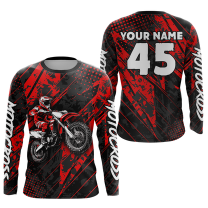 Custom Red Motocross Jersey Kid Adult Dirt Bike Off-Road Shirt Motorcycle Shirt Upf30+ DNT52