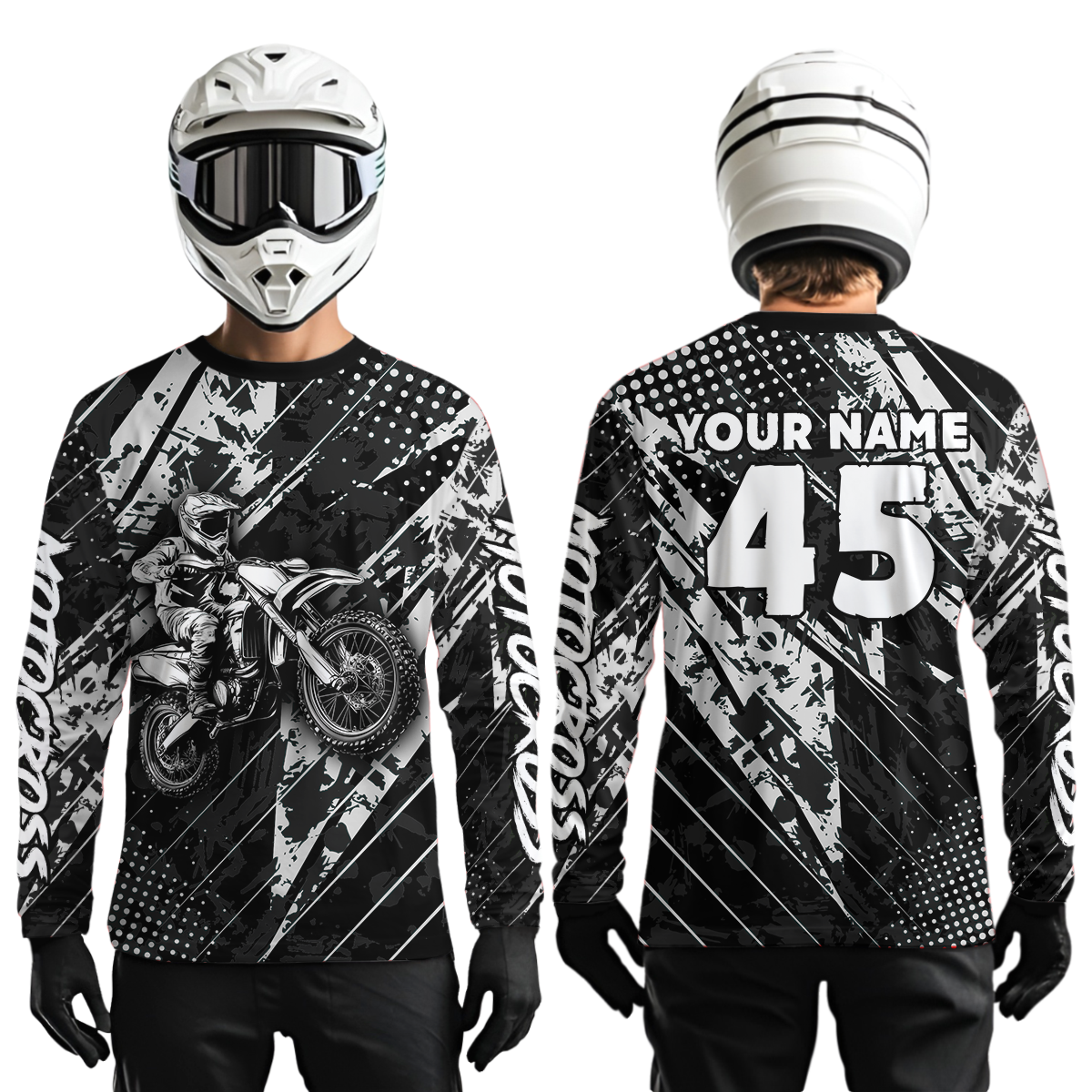 Custom Black Motocross Jersey Kid Adult Dirt Bike Off-Road Shirt Motorcycle Shirt Upf30+ DNT52