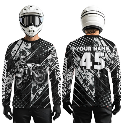 Custom Black Motocross Jersey Kid Adult Dirt Bike Off-Road Shirt Motorcycle Shirt Upf30+ DNT52