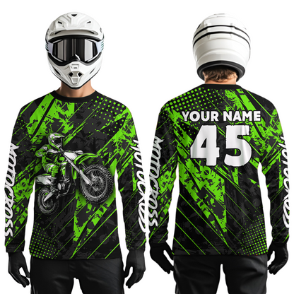 Custom Green Motocross Jersey Kid Adult Dirt Bike Off-Road Shirt Motorcycle Shirt Upf30+ DNT52