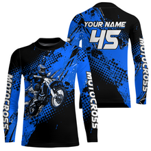 Load image into Gallery viewer, Blue Youth Dirt Bike Jersey Adult Kid Upf30+ Custom Motocross Jersey Off-Road Jersey DNT50