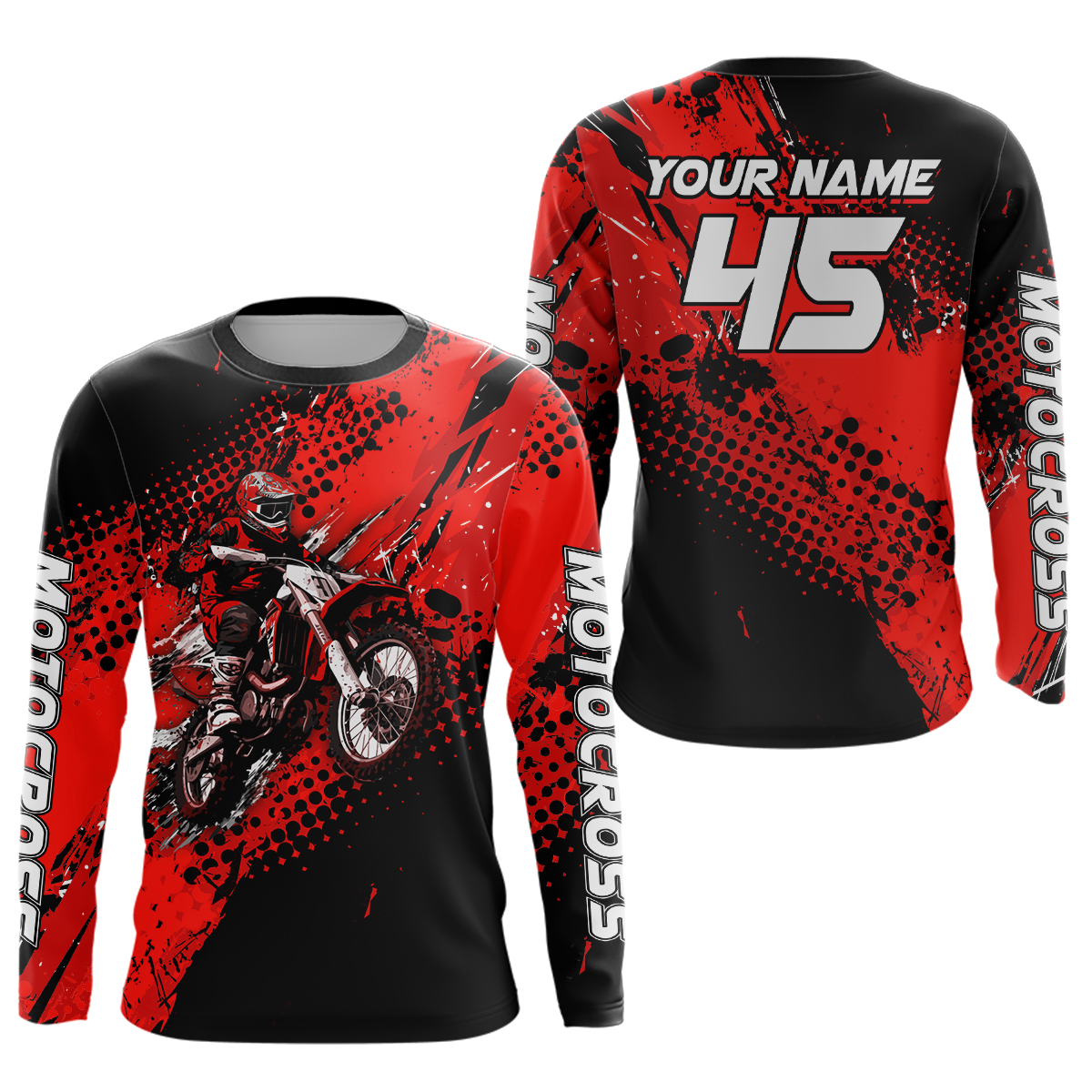 Red Youth Dirt Bike Jersey Adult Kid Upf30+ Custom Motocross Jersey Off-Road Jersey DNT50