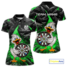 Load image into Gallery viewer, Custom Green Duck Funny Dart Shirt Dart Team Jersey for Women Dartboard Polo &amp; 1/4Zip NNT167