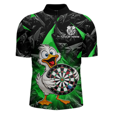 Load image into Gallery viewer, Custom Green Duck Funny Dart Shirt Dart Team Jersey for Men Dartboard Polo &amp; 1/4Zip NNT167